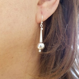 Sterling Silver Drop Earrings/ 9mm Silver Ball Earrings/ Plain Silver Earrings/ Made in USA