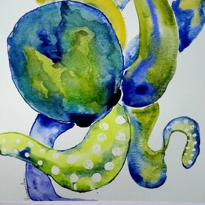 Octopus Watercolor Print, Sea Life Fine Art, Marine Life Artwork, Beach House Wall Decor, Coastal Home Art, Tropical Home Art,