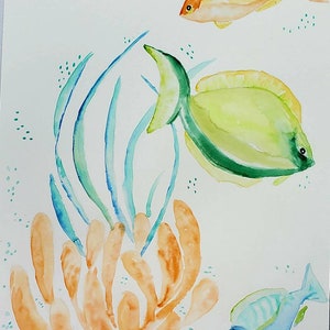 Tropical Fish Watercolor Print, Coral Reef Wall Art, Sea Life Fine Art, Ocean Life Depiction, Marine Life Artwork, Tropical Wall Decor