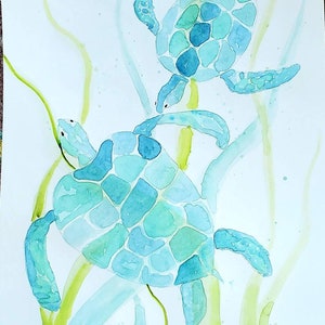 Sea Turtle Watercolor Painting, Sea Life Fine Art, Sea Turtle Wall Art, Coastal Wall Decor, Beach House Wall Art, Tropical Wall Artwork,