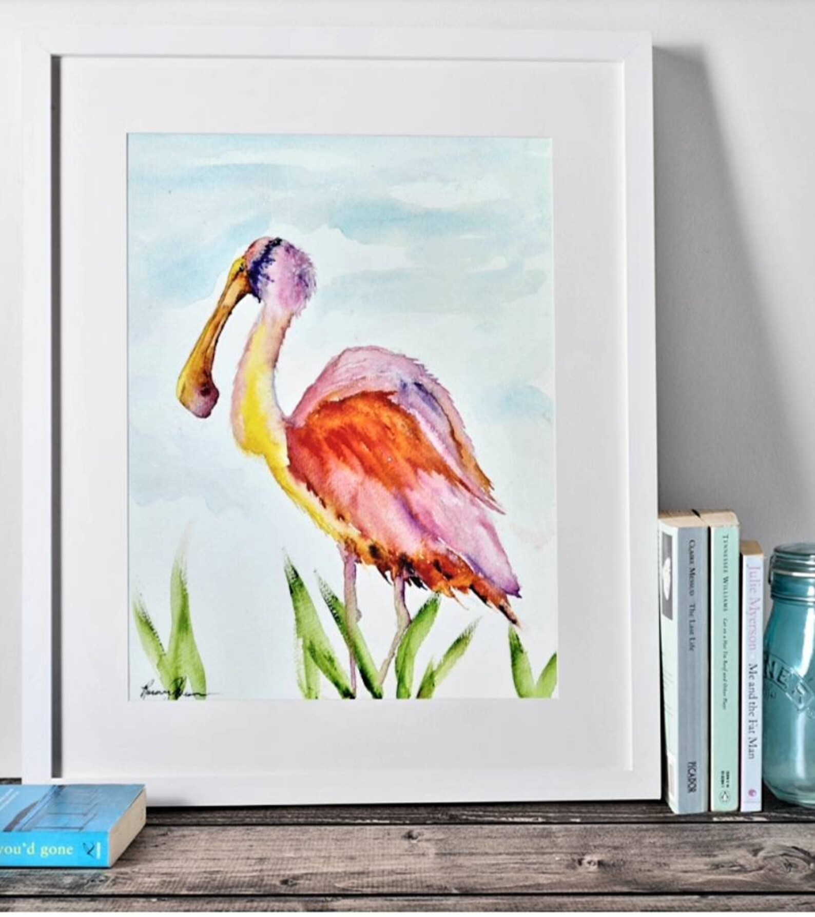 Roseate Spoonbill Watercolor Painting Sea Bird Fine Art | Etsy