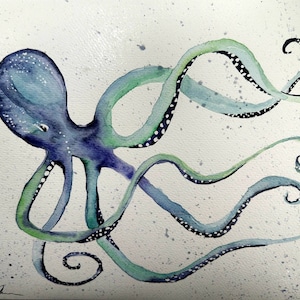 Octopus Watercolor Print, Sea Life Fine Art, Marine Life Artwork, Coastal Beach Tropical Wall Decor, Ocean Life Art, Octopus Home Decor