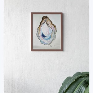 Oyster Shell Watercolor Painting, Seashell Art, Coastal Living Room Wall Art, Beach House Art, Ocean Life Art, Coastal Wall Decor,