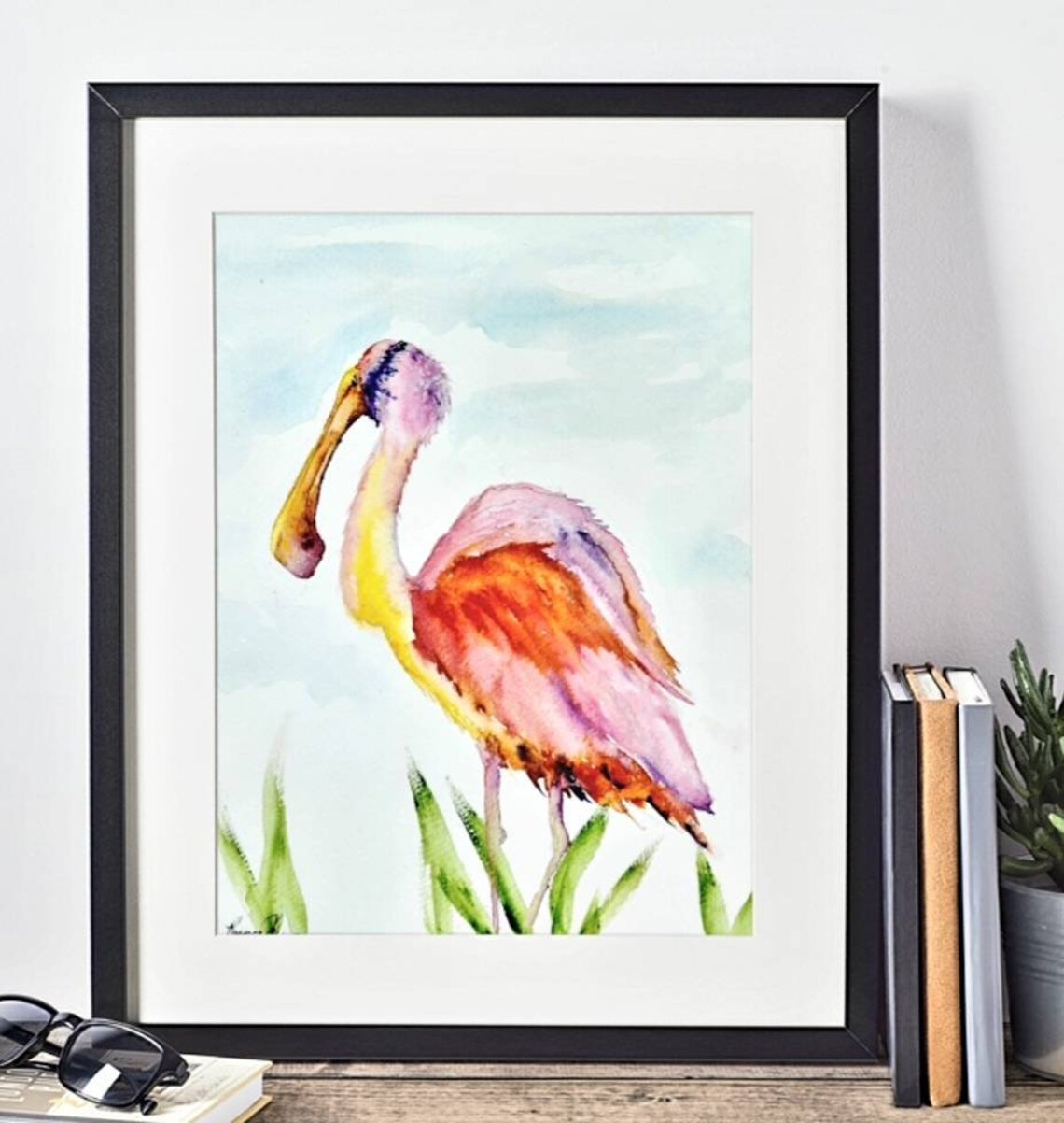 Roseate Spoonbill Watercolor Painting Sea Bird Fine Art - Etsy