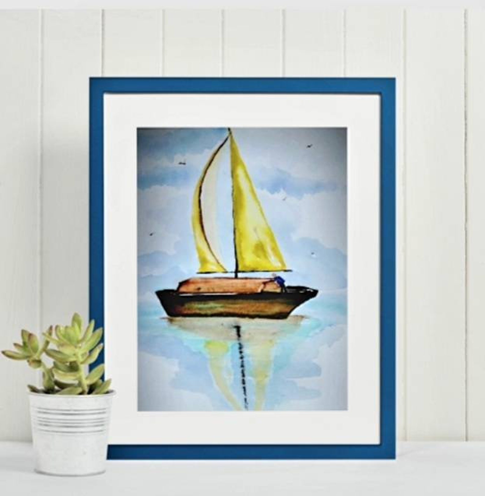 watercolor sailboat framed print