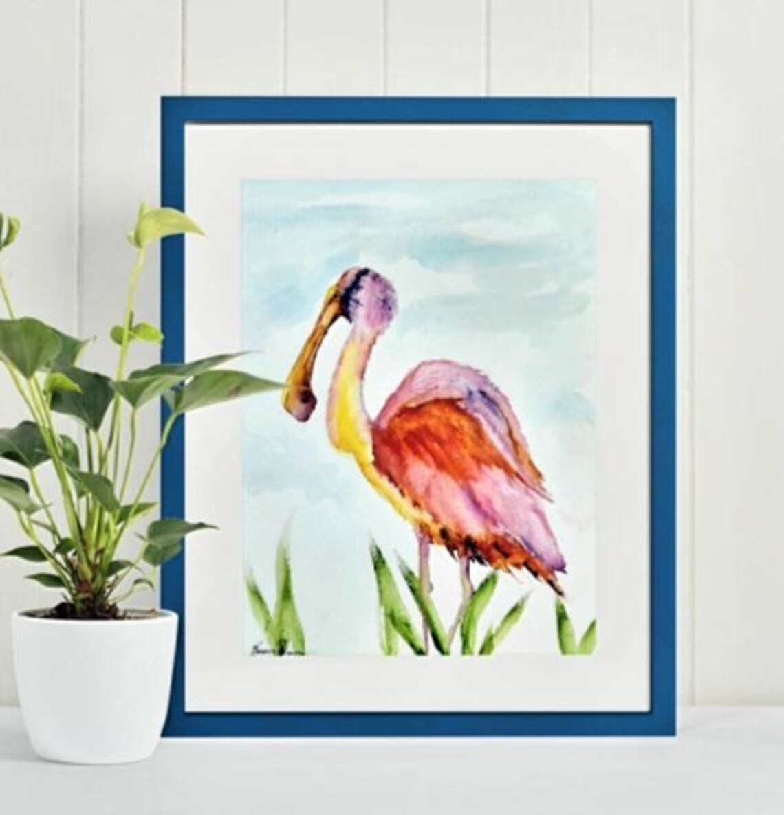 Roseate Spoonbill Watercolor Painting Sea Bird Fine Art | Etsy