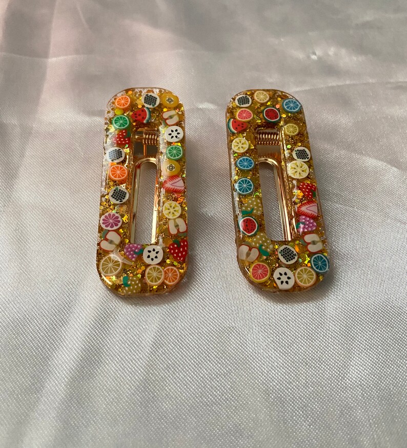 Personalized Glitter Hair Clips Glitter Resin Hair Clips Etsy