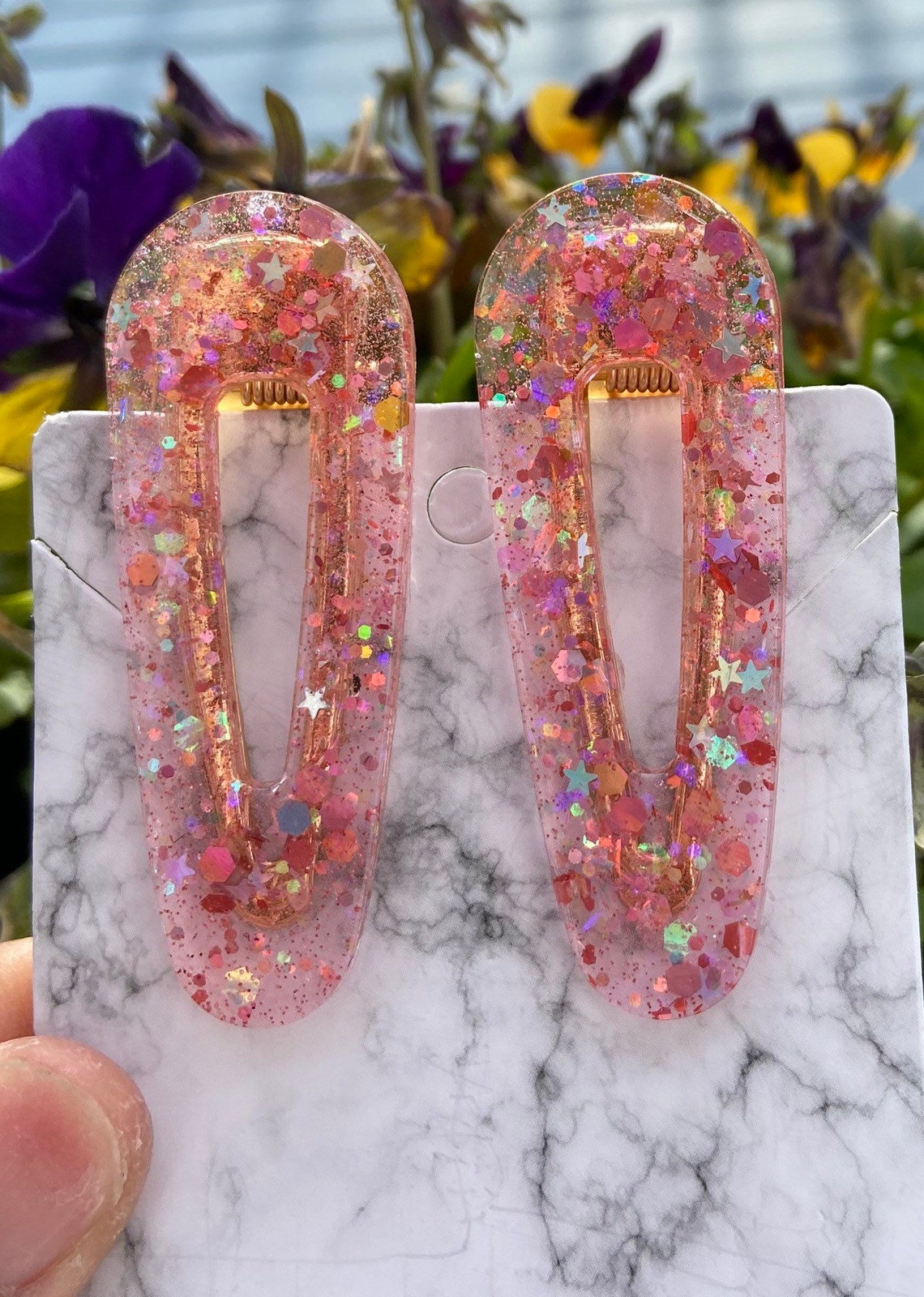 Personalized Glitter Hair Clips Glitter Resin Hair Clips Etsy