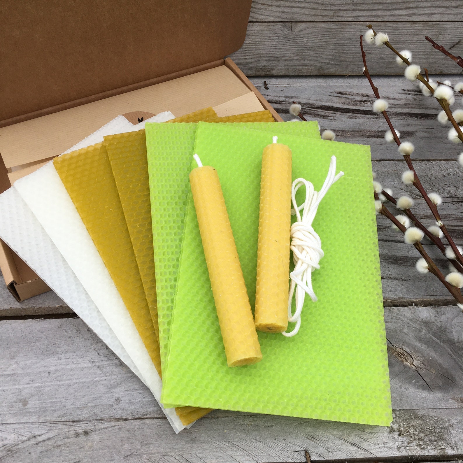 Beeswax Rolled Candle DIY Kit 8 CandlesSpringtime Colours Etsy