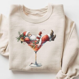 Santa&#39;s Hot Mess Sweatshirt, Christmas Martini Shirt, Christmas Martini Sweatshirt, Santa Christmas Sweatshirt, Funny Christmas Sweatshirt