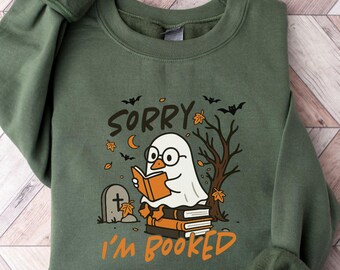 Felpa retrò con fantasma che legge libri, fantasma bibliotecario di Halloween, felpa con cappuccio per insegnante di Halloween, maglietta di Halloween, regalo per insegnante, Boo School