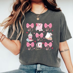 Nurse Valentine Gift Comfort Colors Shirt,Coquette Nurse Valentines Day Shirt,Valentine Nurse Tshirt, Valentine Nursing Tee Gift For Nurse