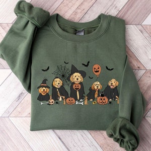 Ghost And Witch Goldendoodle Halloween Sweatshirt, Ghost Goldendoodle shirt, Halloween dog shirt, Dog Lover Gift, Ghost Dog Shirt,Сute Ghost
