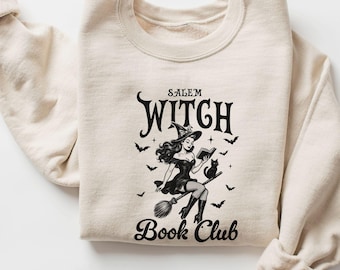 Camiseta del Club de lectura de Salem para lectores espeluznantes, divertida camiseta de Halloween para amantes de los libros, camiseta de temporada espeluznante de brujas de Salem para ratones de biblioteca, camiseta de brujas de Halloween