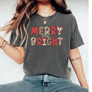 Merry and Bright Shirt, Comfort Colors Christmas Shirt, Family Christmas Tshirt, Christmas Shirts for Women, Merry Christmas Shirt, Xmas Tee