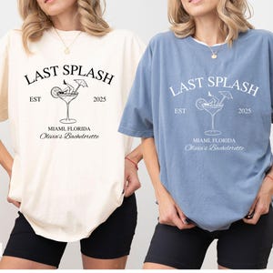 Magliette da addio al nubilato Last Splash, maglietta da addio al nubilato sulla spiaggia, maglietta personalizzata da addio al nubilato sulla costa, magliette comode con colori estetici da pescatore per feste di nozze
