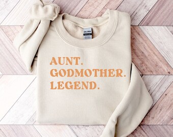 ATETYRP Auntie Godmother Legend Sweatshirt - Funny Aunt Crewneck Pullover, Gift For Godmom, Women's Tops - View #7