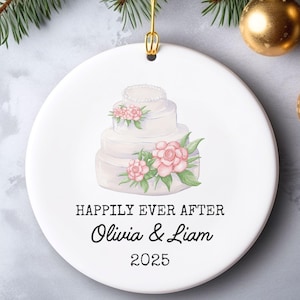 First Christmas Married Ornament, Personalized Wedding Gift for Couples, Custom Wedding Christmas Keepsake,Bridal Wedding Christmas Ornament
