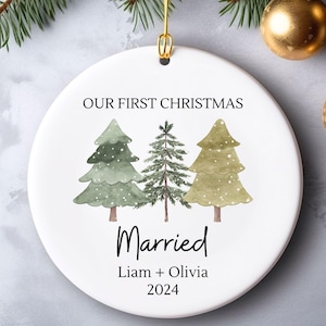 Adorno de matrimonio, Adorno de Navidad para casados, Primera Navidad de casados, Adorno con fecha de boda, Regalo de aniversario, Regalo de recién casados, Regalo de boda