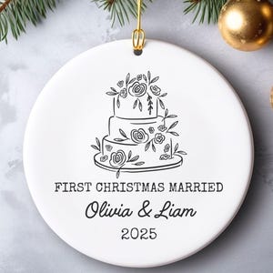 First Christmas Married Ornament, Personalized Wedding Gift for Couples, Custom Wedding Christmas Keepsake,Bridal Wedding Christmas Ornament