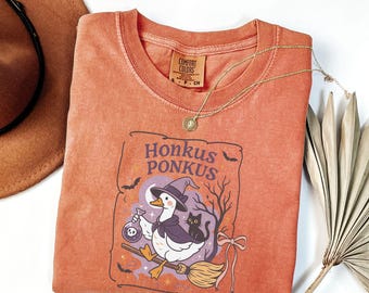 Camisa de Halloween Comfort Colors, Camisa de Ganso, Camisa de Fantasma de Halloween, Camisa de Ganso Engraçado, Camisa de Outono, Camisa Assustadora, Camisa de Fantasia de Abóbora
