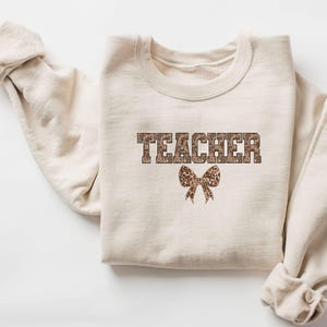 Leopard Teacher Sweatshirt, Teacher Shirt, Teach Sweatshirt, Varsity Teacher Sweatshirt, Animal Print Shirt, Gift for Teacher, New Teacher