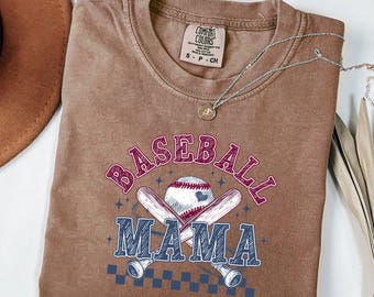Comfort Colors® Women's Baseball Mama Tshirt For Game Day - Baseball Mom T-Shirt - Baseball Tee For Mother's Day Gift - Sports Mom Shirt