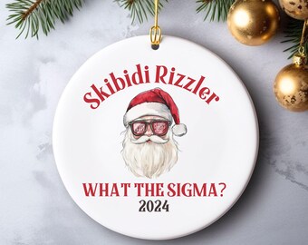 Skibidi Rizzler Custom Teen Meme Christmas Ornament - Gen Alpha, Funny, white elephant gift, teen slang, skibidi toilet, ohio, Rizz