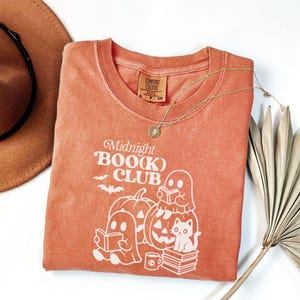 Fall Reading Shirt Comfort Colors Books Tee, Librarian Ghost Halloween, Halloween Teacher Shirt, Halloween Shirt, Teacher Gift, Boo School