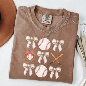 Comfort Colors Coquette Baseball Shirt, Baseball Bow Shirt, Baseball Mom T Shirt, Baseball Season Tee, Game Day Shirt, Baseball Lover Tee