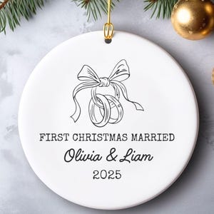 First Christmas Married Ornament, Personalized Wedding Gift for Couples, Custom Wedding Christmas Keepsake,Bridal Wedding Christmas Ornament
