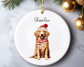 Personalisierte Haustier-Verzierung mit Haustier Foto + Name - Golden Retriever Benutzerdefinierte Ornament Weihnachten Hundeverzierung Personalisierte Hundeverzierung