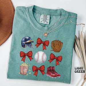 Comfort Colors Coquette Baseball Shirt, Baseball Bow Shirt, Baseball Mom T Shirt, Baseball Season Tee, Game Day Shirt, Baseball Lover Tee