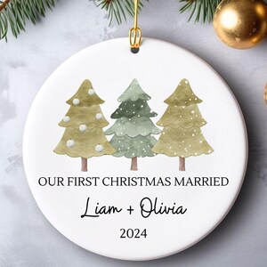 Adorno de matrimonio, Adorno de Navidad para casados, Primera Navidad de casados, Adorno con fecha de boda, Regalo de aniversario, Regalo de recién casados, Regalo de boda