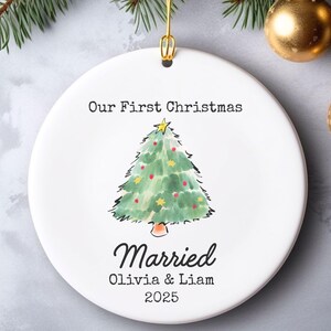 First Christmas Married Ornament, Personalized Wedding Gift for Couples, Custom Wedding Christmas Keepsake,Bridal Wedding Christmas Ornament
