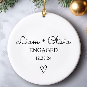 Engaged Ornament, Engagement Gift, Engagement Ornament, Couples Ornament, Engagement Announcement, Wedding Gift, Christmas Engagement