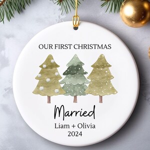 Adorno de matrimonio, Adorno de Navidad para casados, Primera Navidad de casados, Adorno con fecha de boda, Regalo de aniversario, Regalo de recién casados, Regalo de boda