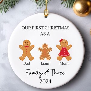 Family of Three Christmas Ornament, Family of 3 Custom Family Ornament, Personalized Baby&#39;s First Christmas Ornament