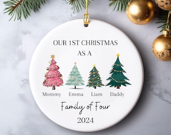Family of Four Christmas Ornament, Personalized New Baby's First Christmas Ornament, Family of 4, First Christmas Ornament, Family Ornament