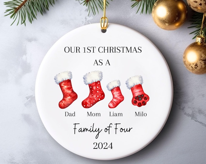 Family of Four Ornament, Family of 4 Ornament Personalized, Family of