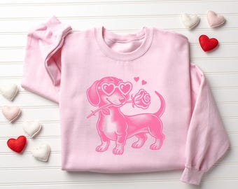 Bluza Walentynkowa Dachshund, Prezent dla Miłośników Dachshund, Koszulka Walentynkowa Dachshund, Koszulka Dachshund, Walentynki Miłośników Psów, Pies Walentynkowy