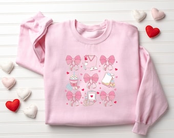 Nurse Valentine Gift Sweatshirt,Coquette Nurse Valentines Day Sweatshirts,Valentine Nurse Sweaters, Valentine Nursing Sweater,Gift For Nurse
