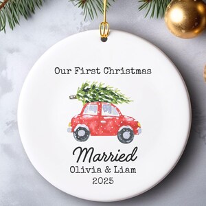 First Christmas Married Ornament, Personalized Wedding Gift for Couples, Custom Wedding Christmas Keepsake,Bridal Wedding Christmas Ornament