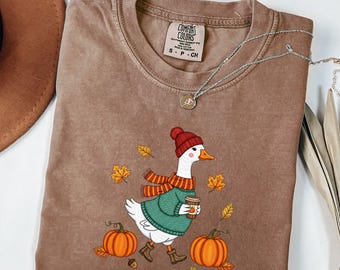 Camisa de Halloween Comfort Colors, Camisa de Ganso, Camisa de Fantasma de Halloween, Camisa de Ganso Engraçado, Camisa de Outono, Camisa Assustadora, Camisa de Fantasia de Abóbora