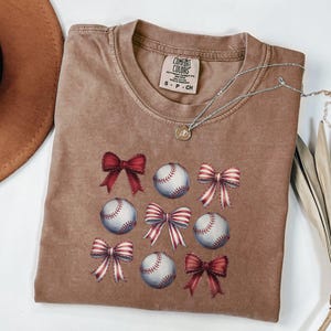Comfort Colors Coquette Baseball Shirt, Baseball Bow Shirt, Baseball Mom T Shirt, Baseball Season Tee, Game Day Shirt, Baseball Lover Tee