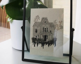 Alfred Hitchcock's Psycho Movie Bates Motel House // A6 Postcard Print on Recycled Card