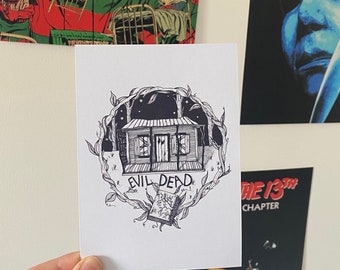 Evil Dead cabin Evil Dead Rise // A6 horror Postcard Print on Recycled Card