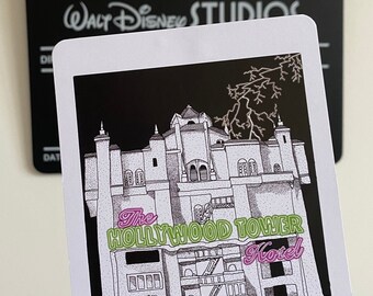 Hollywood Tower Hotel Tower of Terror Postcard Print // The Twilight Zone Walt Disney Studios A6 Curved Edge