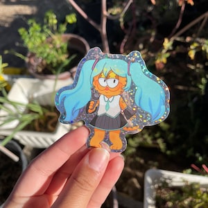 Garf-une Miku - vocaloid sticker, glitter sticker, Miku sticker
