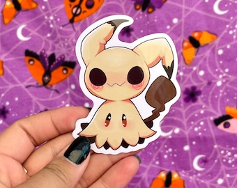 Mimikyu 3-Zoll-Vinyl-Aufkleber - gruselig niedlich, Gespenst-Typ, Laptop-Aufkleber, Wasserflasche-Aufkleber, gruseliger Aufkleber, Kawaii